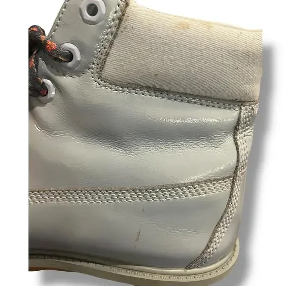 Timberland Junior Girls Sz 7 6” Premium WP Baby Blue Shine 1991A Leather Floral - Picture 12 of 15